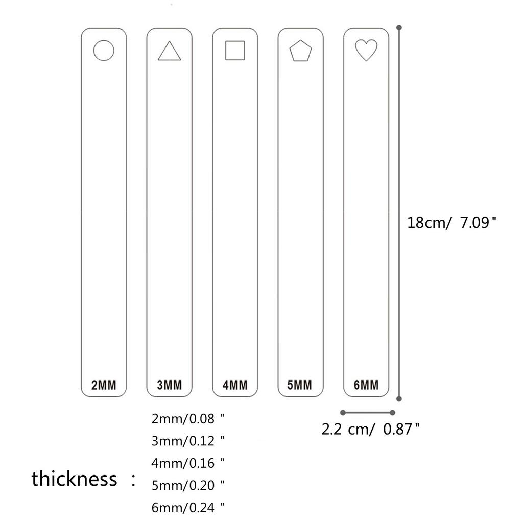 2/3/4/5/6mm Clay Thickness Ruler Acrylic Roller Guide Rail Pottery Teaching Rolling Ruler Clay Depth Guide Pottery Tools