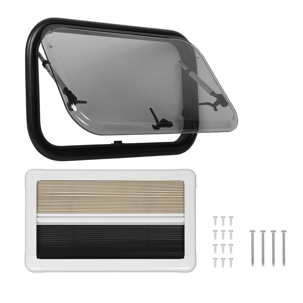 RV Window L700 H400mm with Screen Sunshade Double Layer Acrylic Glass Anti UV Push Out Window for Motorhomes Campers