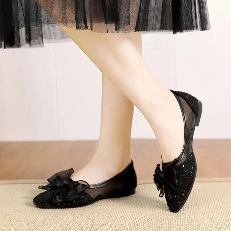 Mode Damen Ballerinas Einzeln Mesh Spleißen Rutschfest Urlaub Elegant und Modisch Hochwertige Modeschuhe für Damen 2025 Trend 39