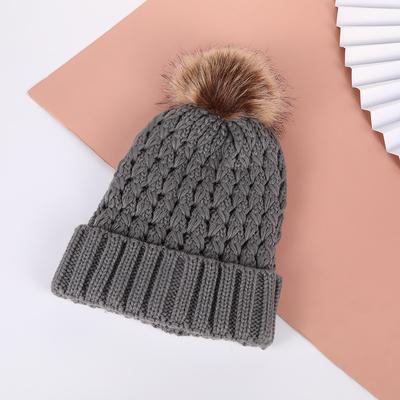 Damen Winter Outdoor Mode Warme und Kältebeständige Wollstrickmütze Kreative Einfarbige Wollstrickmütze