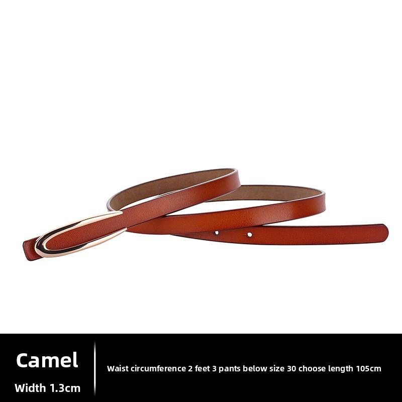 Fashionable Womens Leather Belt With Metallic Detail For Office And Casual Looks