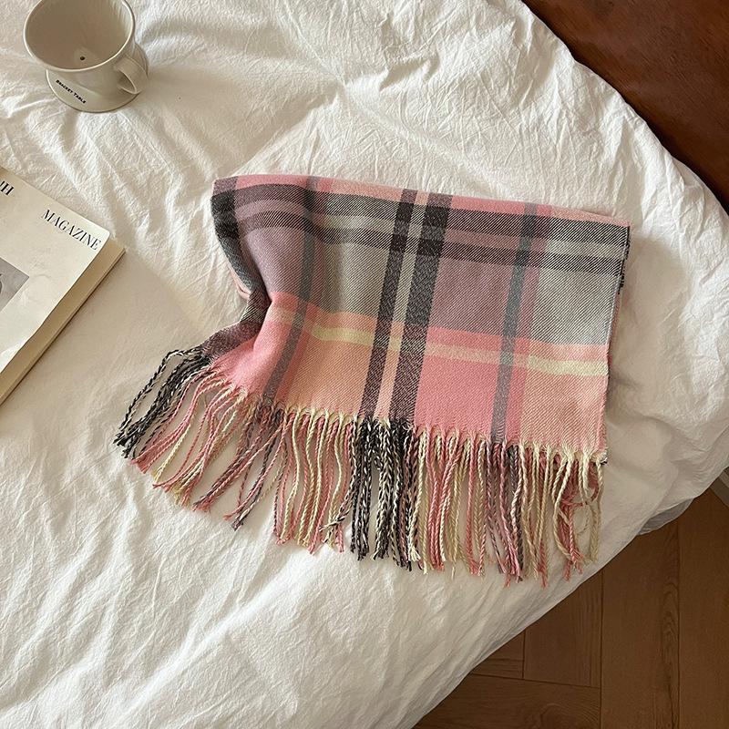 

2024 Клетчатый искусственный кашемировый шарф для женщин, зимний шарф высокого класса 200x70cm