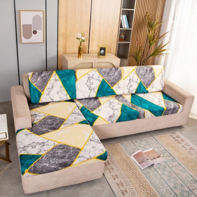 Geometric Print Sofa Cover Furniture Protector Elastic Stretch Sofa Slipcover For Corner Sofa Chair Seat Cover Compatible With Most Furniture Types