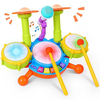 Ensemble de batterie pour enfants de 1 à 3 ans, instruments de musique éducatifs pour bébés, jouets pour tout-petits, filles, microphone, activités d'apprentissage, cadeaux