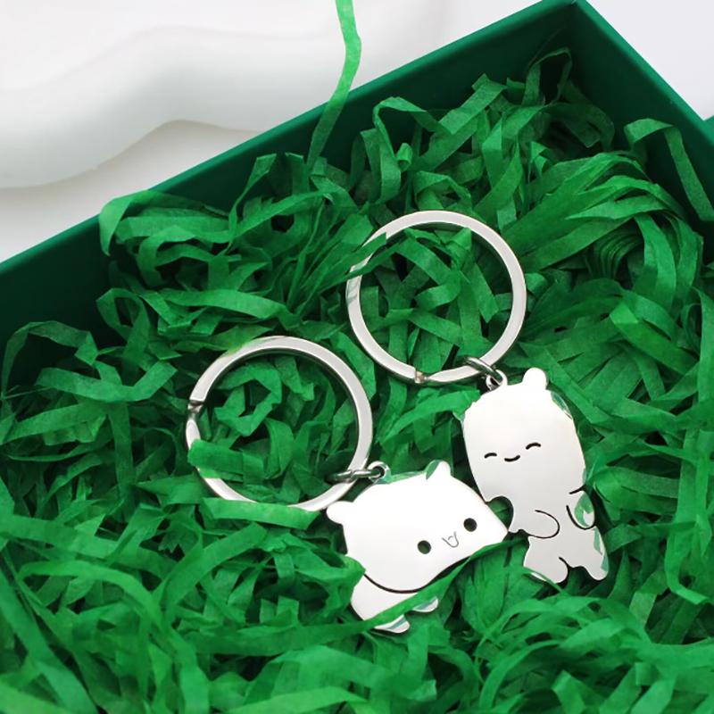 Ett par tecknad katt nyckelring enkel katt nyckelring fest nyckelring kattälskare smycken gåva
