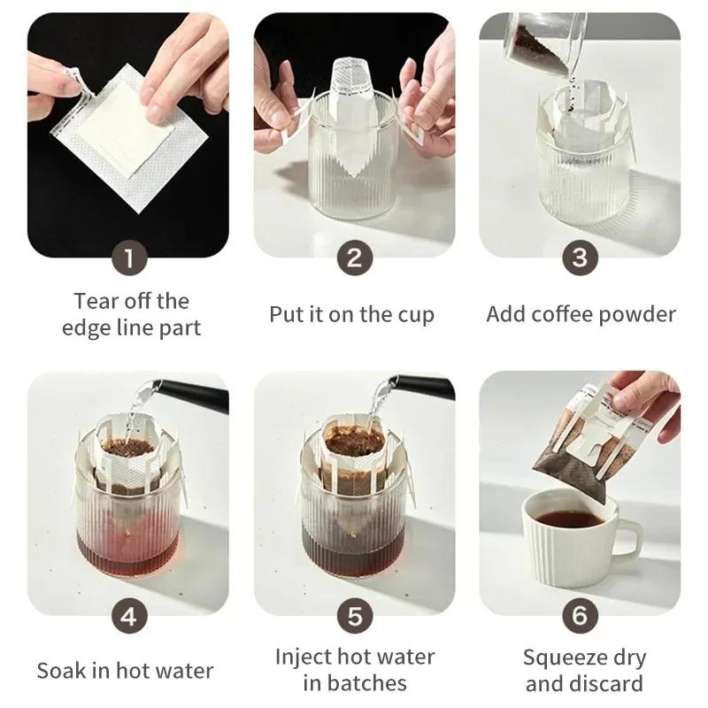 20/50pcs Pack Disposable Coffee Fliter Bag Portable Portafilter Hanging Ear Coffee Filter Eco-Friendly Paper Bag Espresso Coffee