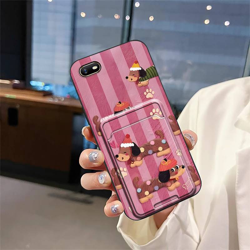 TPU Card sleeve Phone Case For OPPO A1K Card slot Silicone Fashion Design Anti-knock Graffiti protective Durable Cartoon