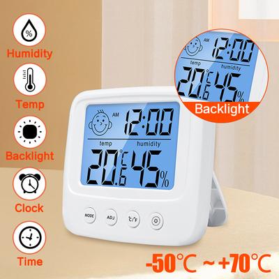 LCD Digitales Thermometer Hygrometer Hintergrundbeleuchtung Temperatur Innen Feuchtigkeitsmesser Sensor Elektronische Wetterstation Messgerät Raum Baby