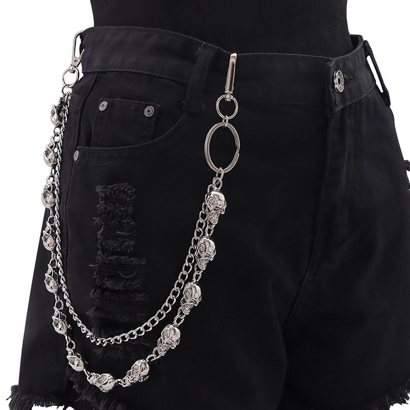 Fashion Punk Metal Pants Chain Trendy Hip Hop Waist Chains For Men Women Personalized Skeleton Pendant Jeans Chain Gifts