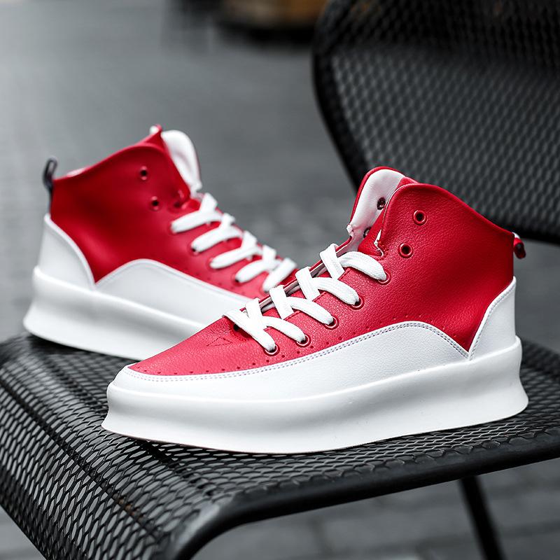 

European station foreign trade viral trends men s shoes medium and high top men s platform white shoes versatile casual trend board shoes 39