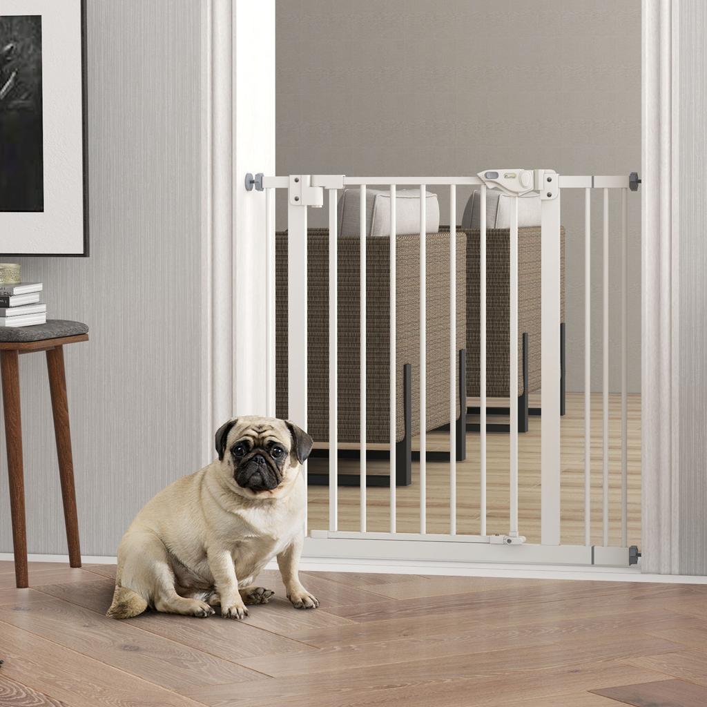 Adjustable Safety Gate w/ One Extensions, Four Adjustable Screws, White
