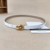 Womens Classic Leather Belt With Alloy Snap Closure And Minimalist Gift Style