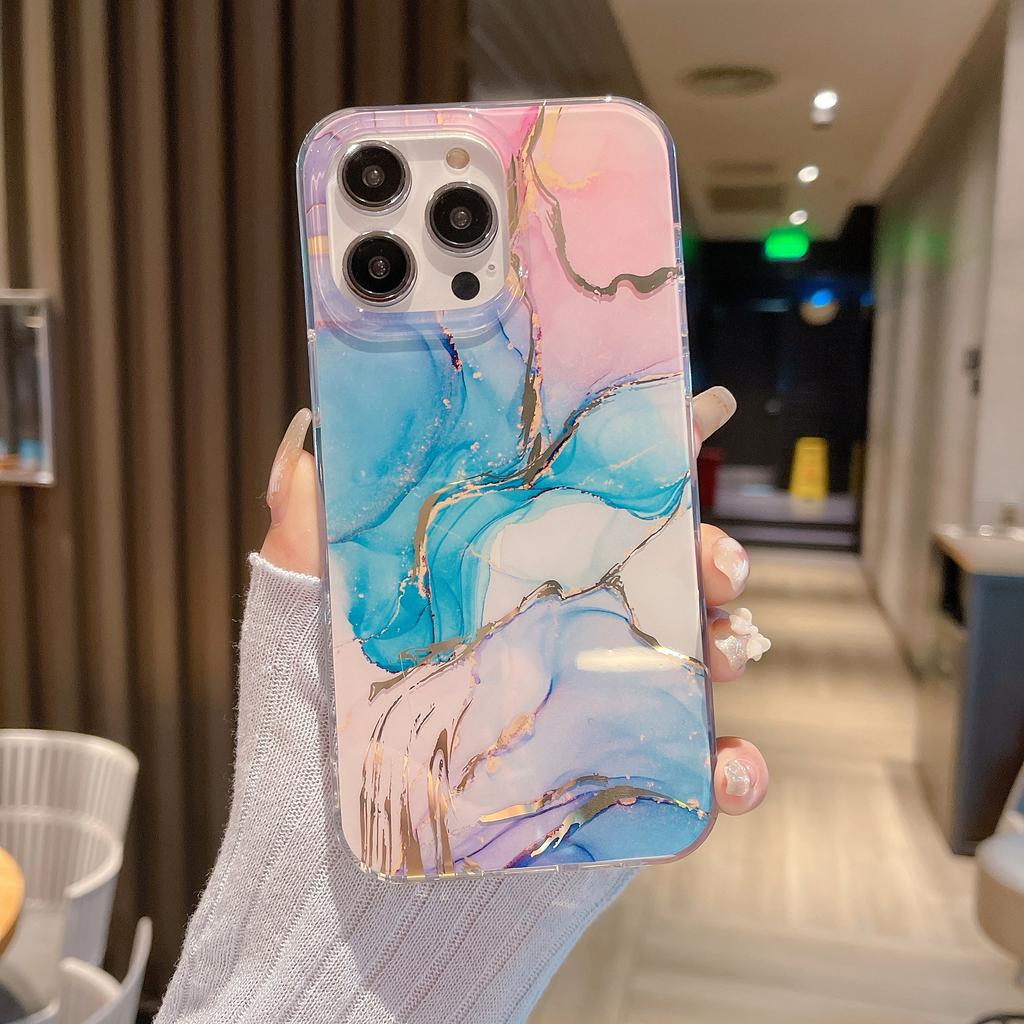 IPhone 15 Mobile Phone Glazed Marble Shell Suitable for Apple 13/14/15 ProMax Gold Stamping Full Package