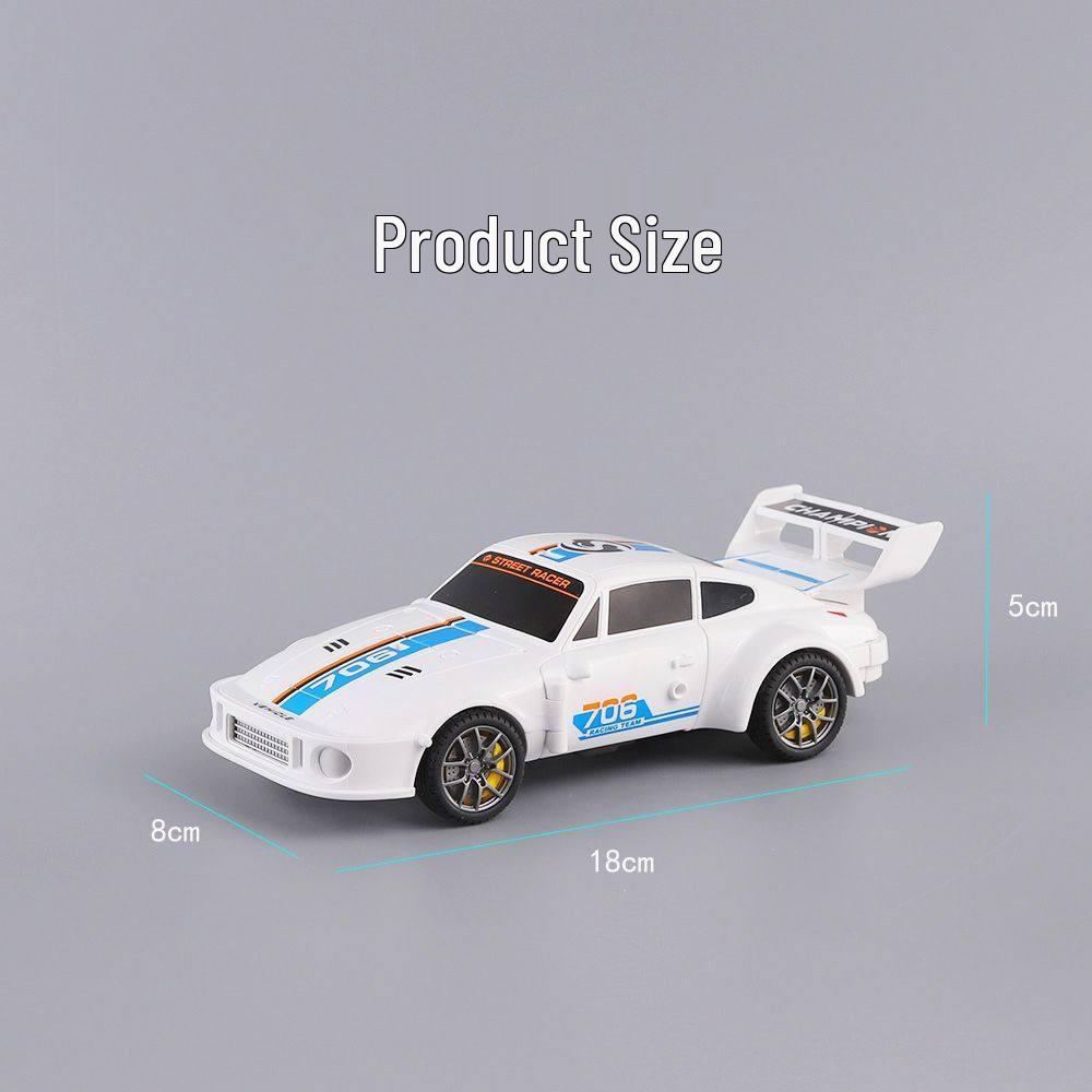 Transforming Robot Racing Car: Child's Inertial, Drop-Resistant Sports Model