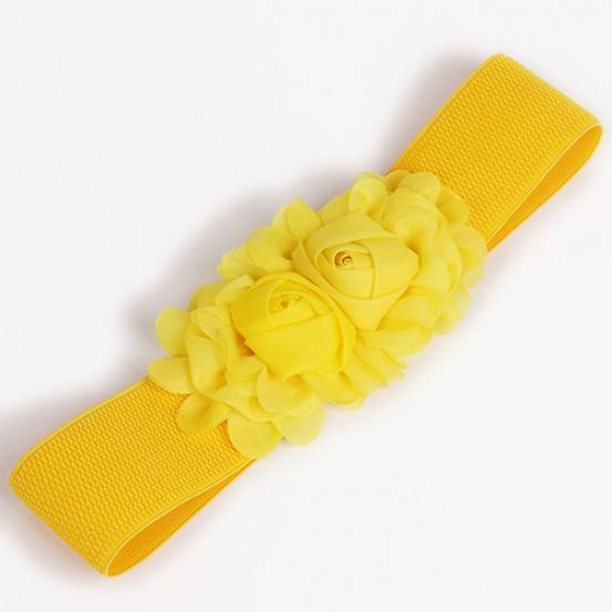 Women Girl Fashion Wide Stretch Elastic Waist Belt Solid Color Flower Waistband KTB