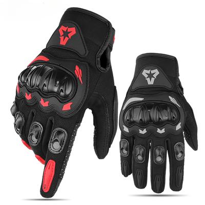 Guantes de motocicleta de verano para hombre y mujer, negros, de dedo completo, con pantalla táctil, para ciclismo, ATV, MTB, color rojo