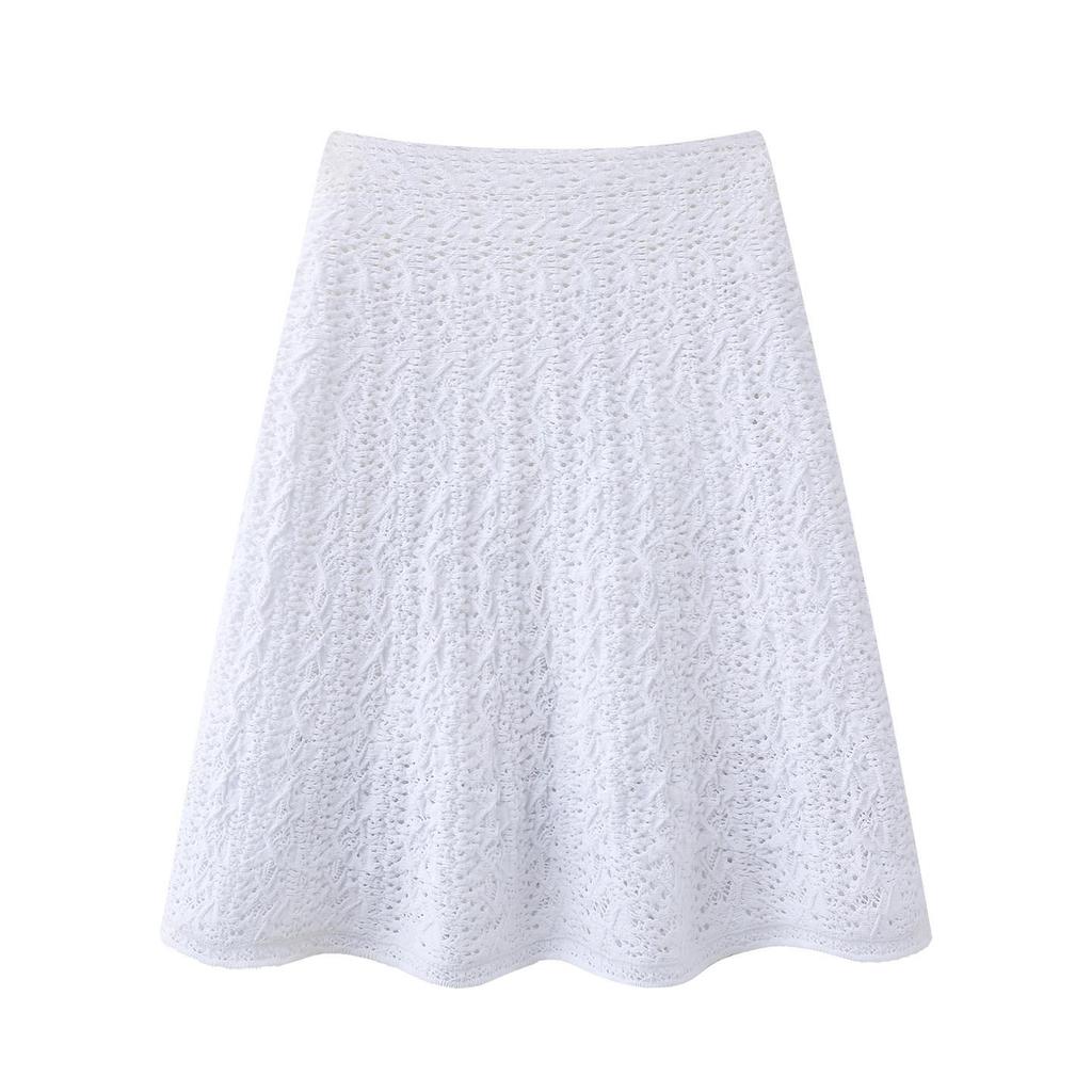 Available 2026 Spring High-Waisted A-Line Knit Midi Skirt for Women - Light Luxury Style, Slimming, Versatile & Simple.