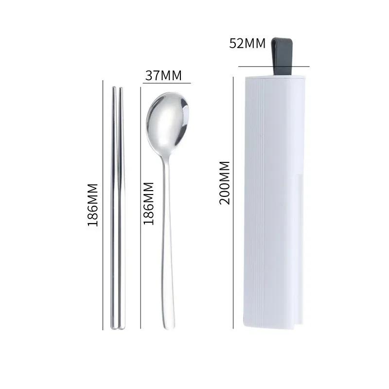 304 Stainless Steel Spoons Forks Chopsticks Cutlery Set with Pull-out Box for Students Workers Portable Lunch Dinnerware As Gift