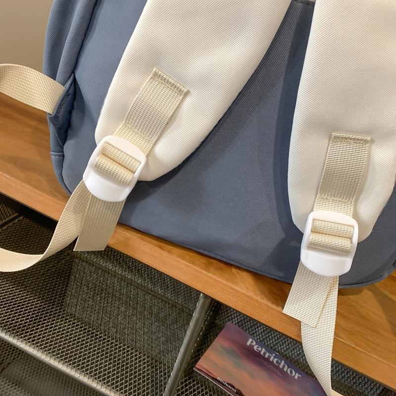 Contrast Color Waterproof Backpack Campus Style Large Capacity School Bag Computer Bag For Teenagers Students