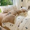 Class A Maternal And Infant Grade Washed Cotton Bed Four-Piece Set, Small Floral Bed Sheet Quilt Cover, Bed Hat, Student Dormitory 3Pcs Set