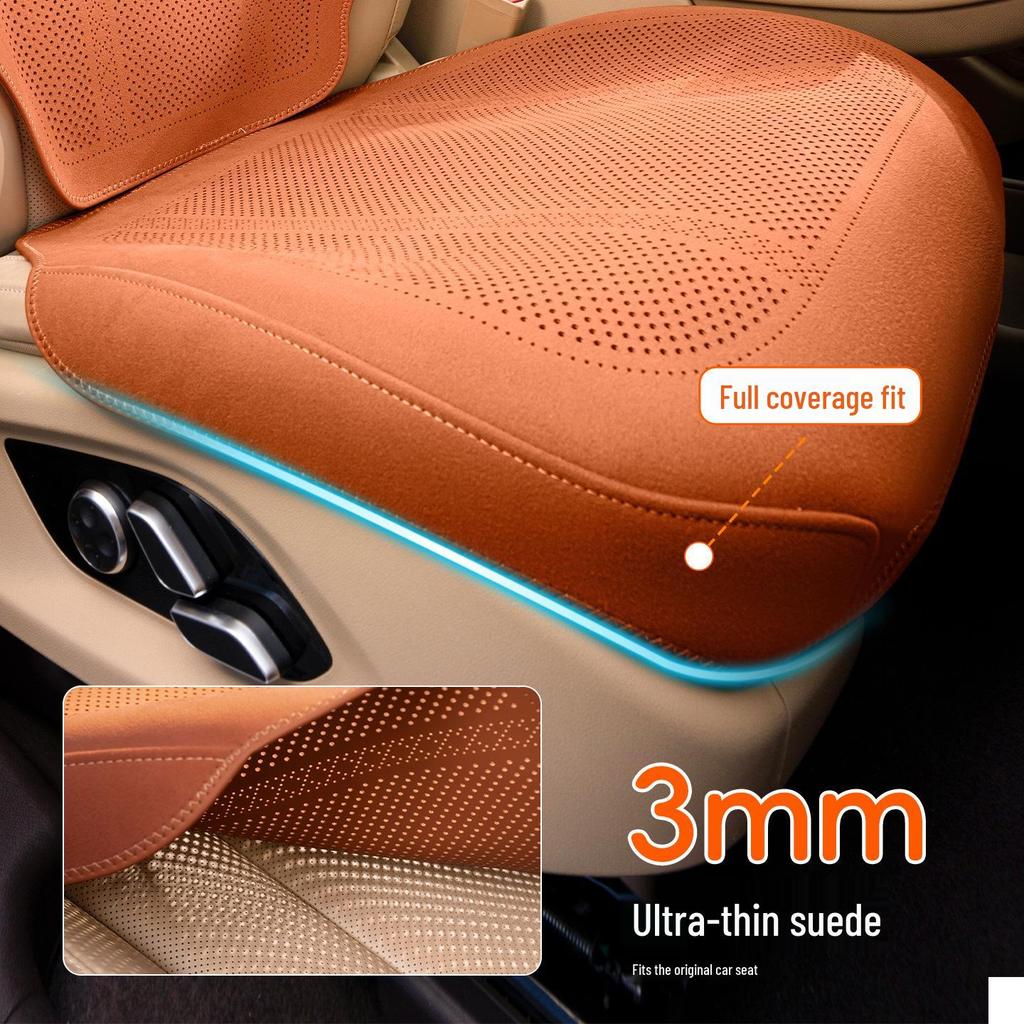 Denza Four Seasons Breathable Car Seat Cushion - Comfortable, Thin Plush, Single-Piece Cover