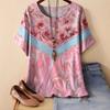 Summer Womens Retro Pattern 3D Printed Color Flowers T-shirt Loose Comfortable Soft Breathable Large Size Fashion O-neck T-shirt