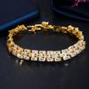 Stylish Multi-Layer Square Zircon Bracelet, European & American Design, Real Gold Plated
