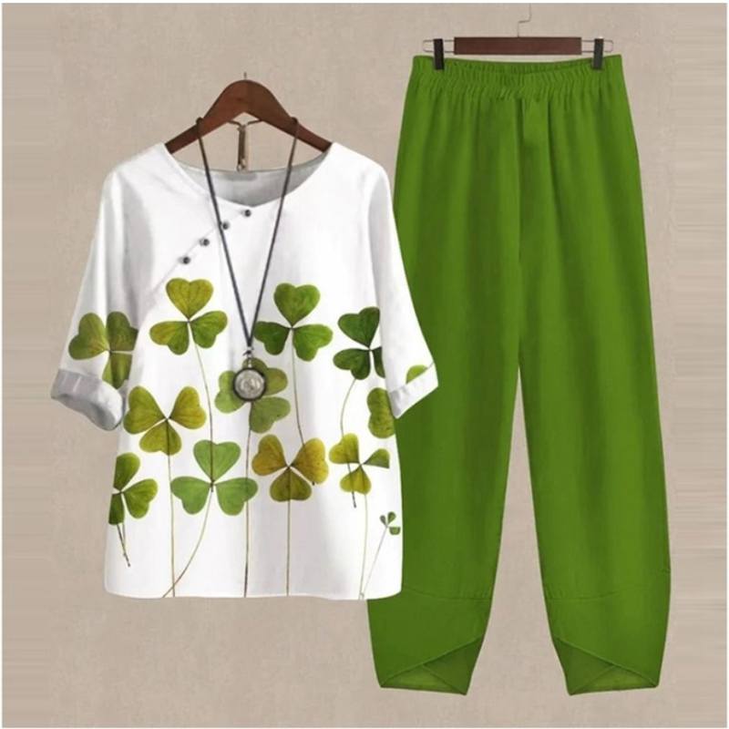 Summer Loose O-Neck Top Wide Leg Pants Two Piece New Elegant Pullover Pants Summer Suit Women Harajuku Style Suit