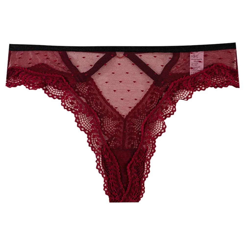 European and American Lace Underwear Hollow Sexy Pure Wind Underwear Cross-border Underwear Foreign Trade Briefs Lace Solid Color Underwear