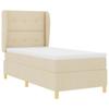 Box Spring Bed with Mattress and Headboard Cream 190 X 90 Cm Fabric