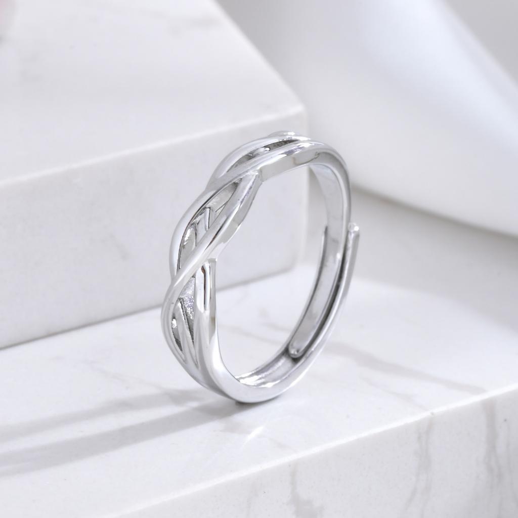 Fashion Twist Rings for Women,Silver Color Simple Stylish Girls Wedding Party Accessories,Daily Versatile Adjustable Jewelry