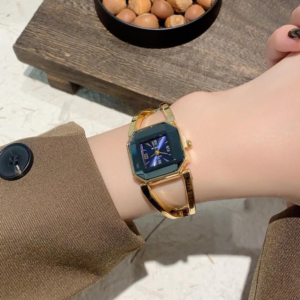 Retro Gold Square Dial Bracelet Watch - Classic European & American Style Women's Bangle