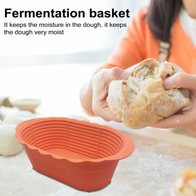 2Pcs Silicone Bread Proofing Basket Round Oval Sourdough Bread Making Banneton Heat Resistant Large Capacity Collapsible