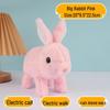 Plush Interactive White Rabbit Toy - Walking, Talking, Ear-Wiggling, Mouth-Moving Long-Haired Pet Simulation.