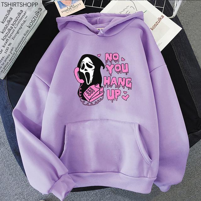 No You Hang Up Hettegenser Dame/Herre Estetisk Streetwear Bokstaver Print Hettegensere Unisex Høst Vinter Halloween Hettegensere Topper