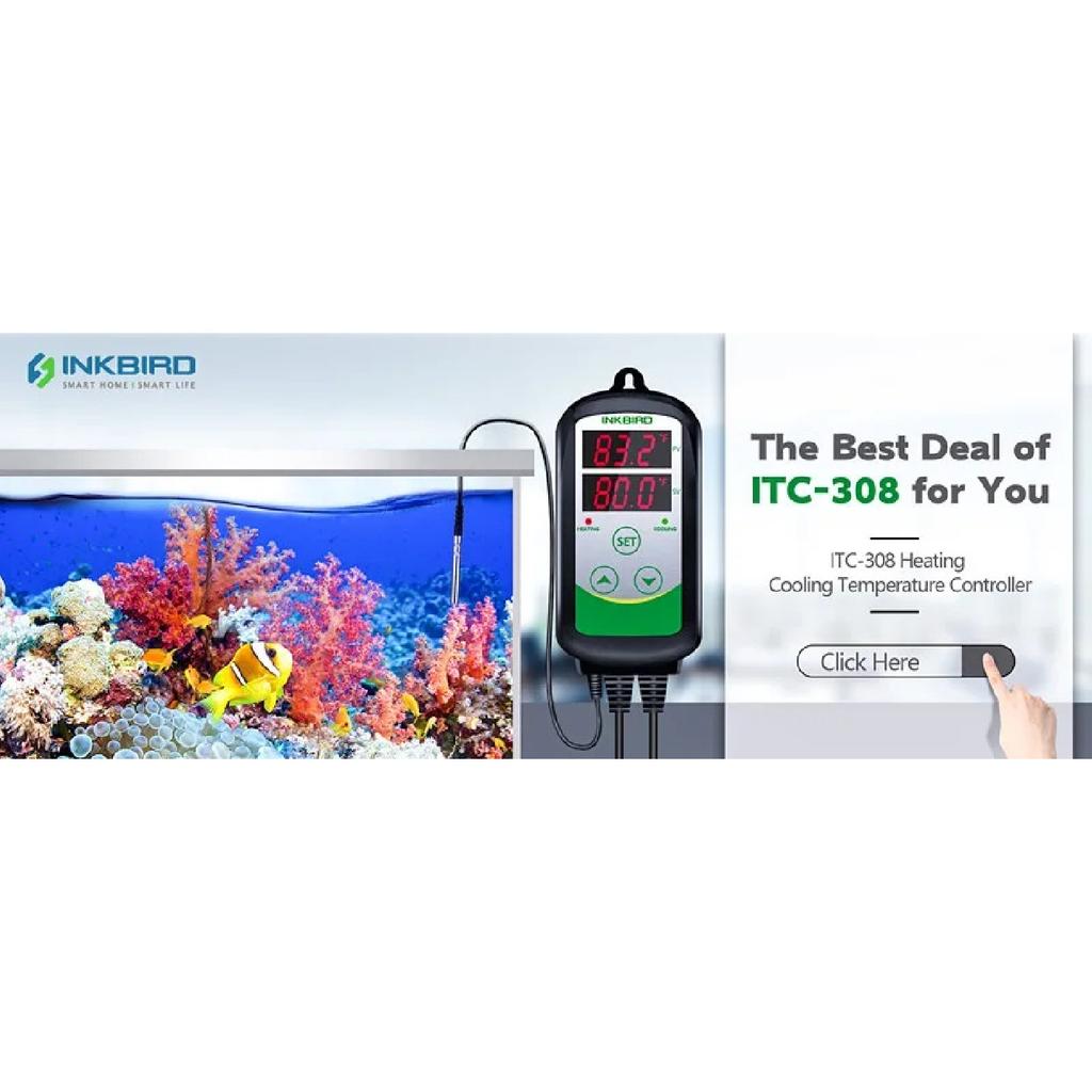 Inkbird Heating&Cooling Temperature Controller ITC-308S Thermostat Regulator Dual Relays With Waterproof Aquarium Probe Hot Sale