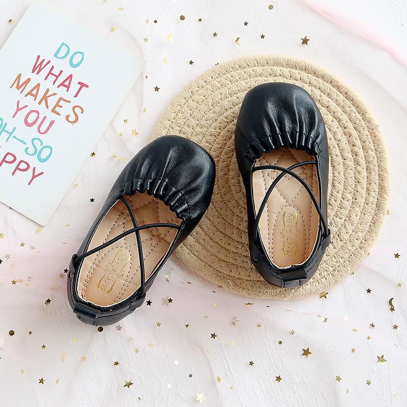Girls Leather Shoes Princess Sweet Fashion Children's Flats Soft Ruffle Pleated Kids Dress Shoes Slip-on Spring Summer Prewalker