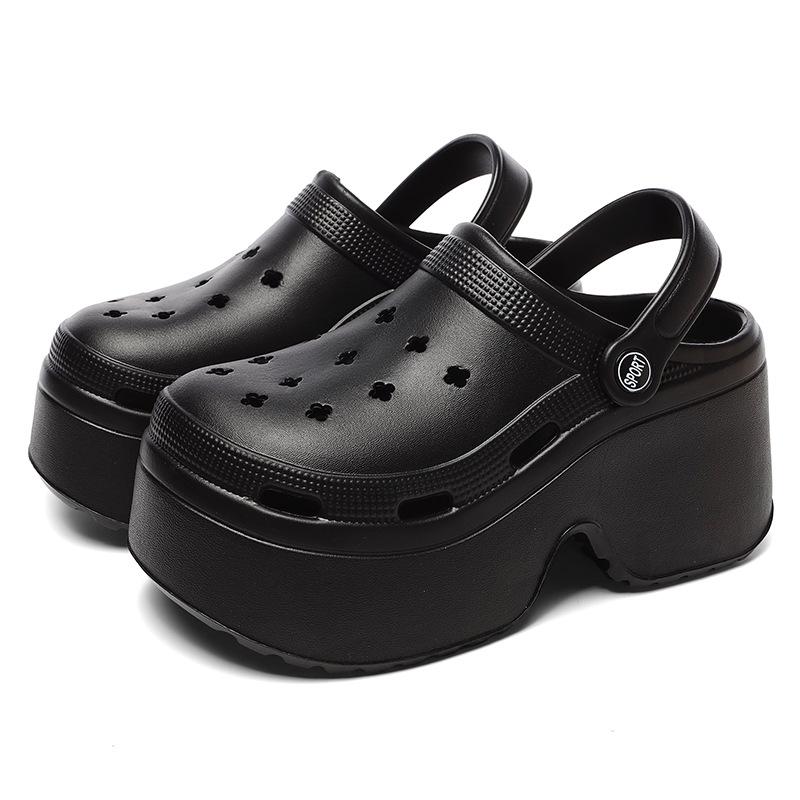 

Женские клоги на толстой подошве из ЭВА: 9 см Увеличивающие рост, Легкие, Нескользящие, Летняя Мода Универсальная Обувь 39-40 чёрный