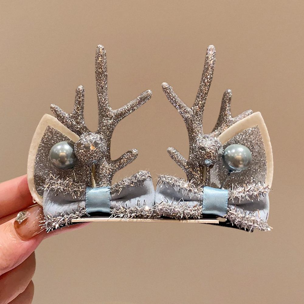 Merry Christmas Decor Christmas Elk Hairpin Sequin Bowknot Children Deer Antler Hair Clip Korean Hair Accessories Star