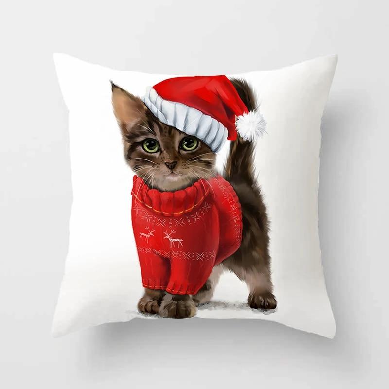Cute Cat Print Polyester Cushion Cover 45x45 Throw Pillow Case For Sofa Car Home Decorative Pillowcase Pillow Cover