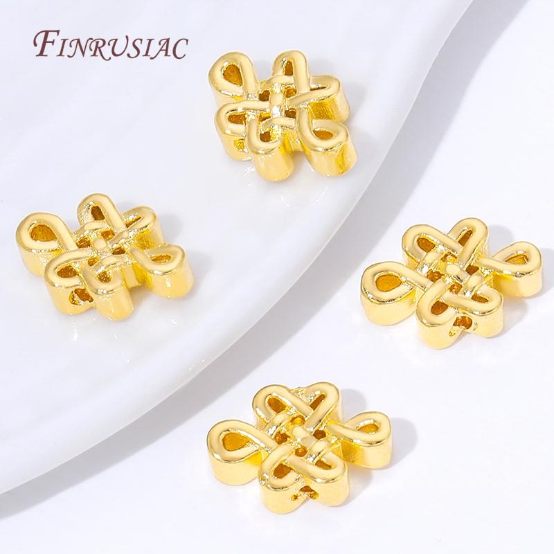 18K Gold Plated Brass Chinese Knot Spacer Beads For Jewelry,Metal Separator Beads,Wholesale DIY Bracelet Necklace Accessories