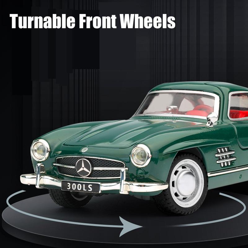 1/32 Mercedes-Benz 300SL Toy Car Model Diecast Metal Vehicle Vintage Miniature Pull Back Collection Gift for Children Kid Boys