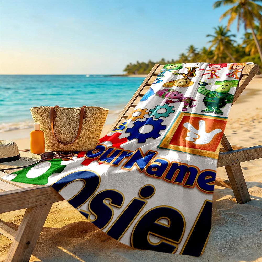 Fixies Customize Your Name Beach Towel Super Soft & Absorbent Suitable for Swimming Gym Camping Yoga Vacation