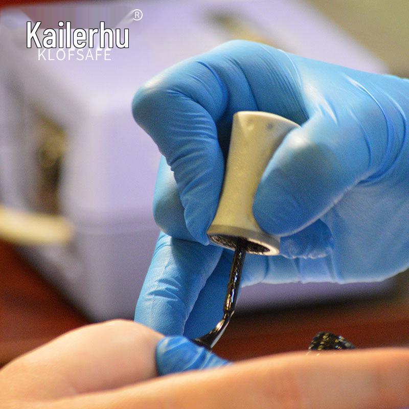 Kaileshuh Blue Nitrile Disposable Gloves for Food, Kitchen, Beauty, and Cleaning - Waterproof and Thickened.