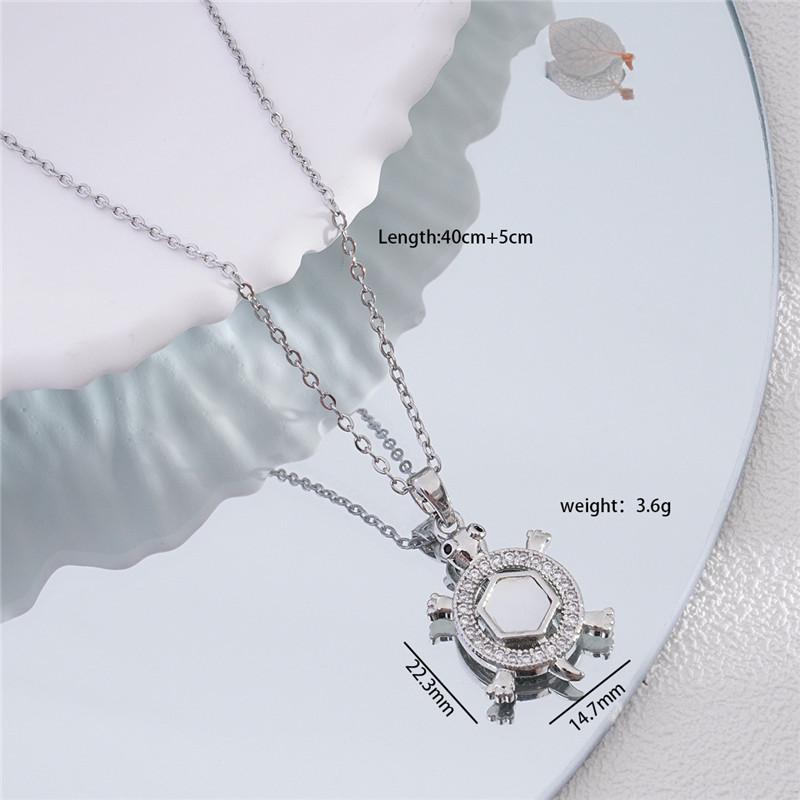 Cute Small Turtle Zircon Enamel Pendant Necklace Stainless Steel Chains Simple Animal Choker Jewelry Party Gift For Women Girls