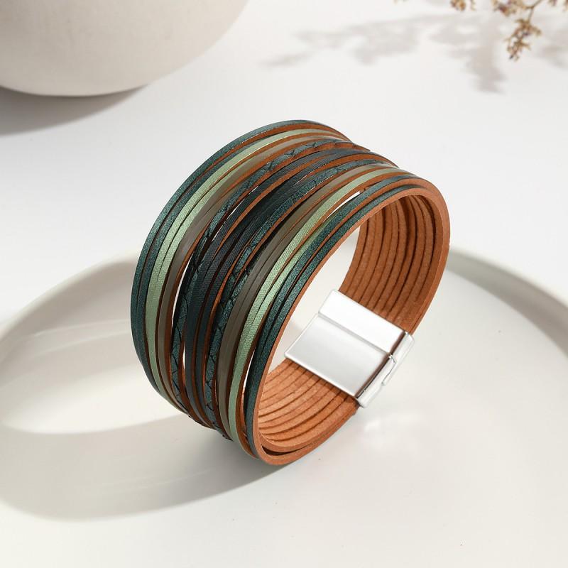 Mehrsträngiges geprägtes Lederarmband für Damen und Studentinnen, trendiges Mode-Schmuckaccessoire