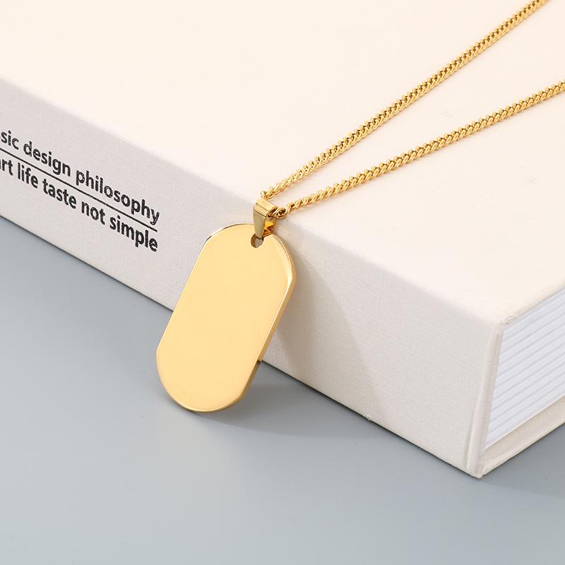 Trendy Metal Dog Tag Necklaces for Men Women Golden Polished Pendant Durable Fashion Jewelry, Daily Casual Party Wear Accessory