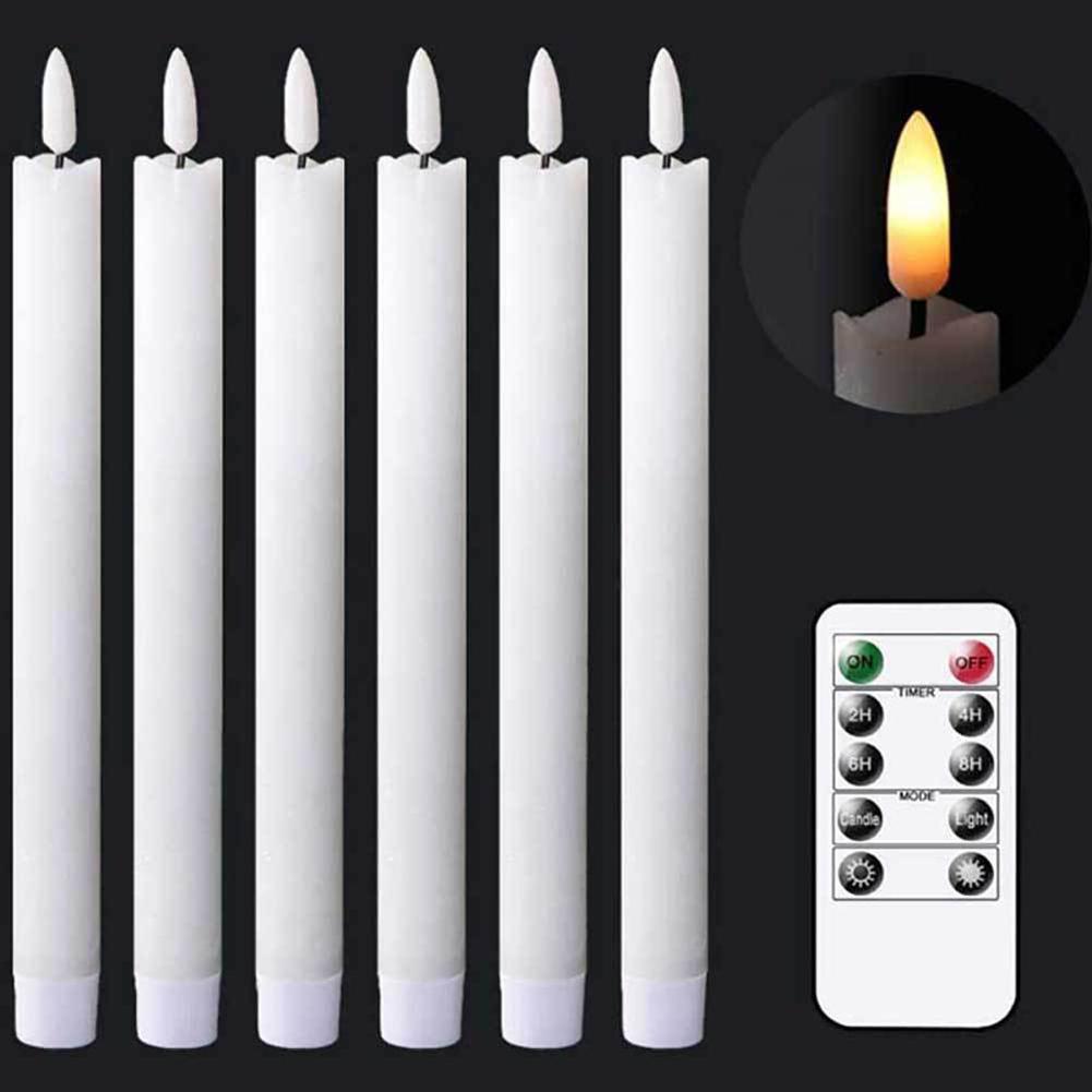 6pcs LED Candles Lighting Props with Remote Control Electric Candle Atmosphere Lamp Battery Operated for Birthday Party Supplies