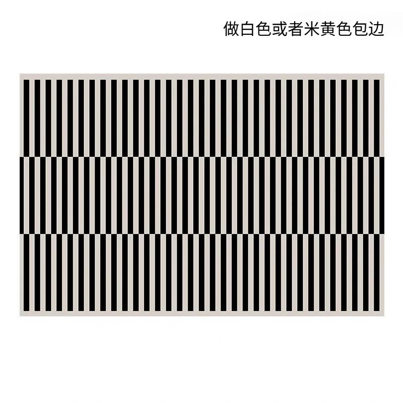 Simple Black Stripe Living Room Decoration Carpet Ins Nordic Bedroom Bedside Plush Non-slip Mat Luxury Study Cloakroom Soft Rug