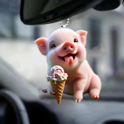 Cute Pig Keychain, Acrylic Flat 2D Hanging Ornaments Valentine's Day and New Year Holiday Decorations Car and Home Decorations